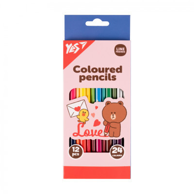 Олівці кольорові Yes Line Friends Choco love двосторонні 12 шт. 24 кол (290746) Вінниця - фото 1
