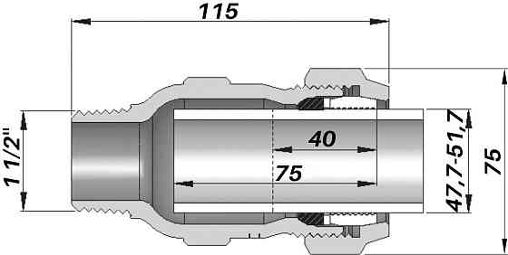 Соединение прямое зажимное с наружной резьбой DN40(47,7-51,7 мм) х 1 1/2″ AK AGAflex (000005737) Киев