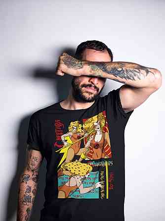 Футболка для хлопчика з аніме принтом Кхеетара Тхундеркатс Вінтаге Картоон оверсайз (зріст від 165 до 180) Чорний AnimeJ0246m Дніпро