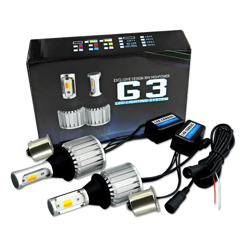 Ходові вогні BAXSTER DRL + поворот P21W Cob Light CANBUS BAU15S 12V Харків - фото 3