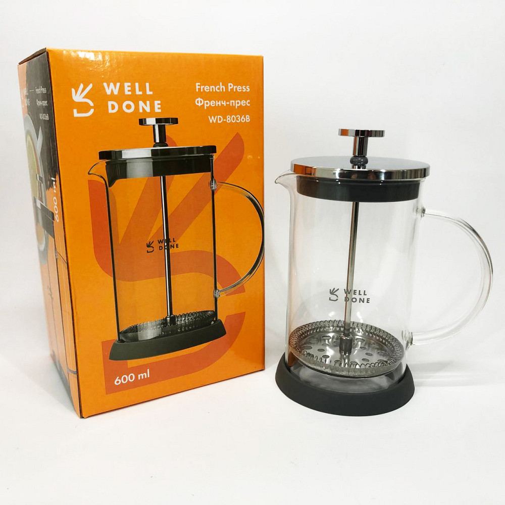 Френч-прес для заварювання трав, Простий френч-прес, Чайник заварювальний скляний якісний на кухню PL-76 Львів - фото 1