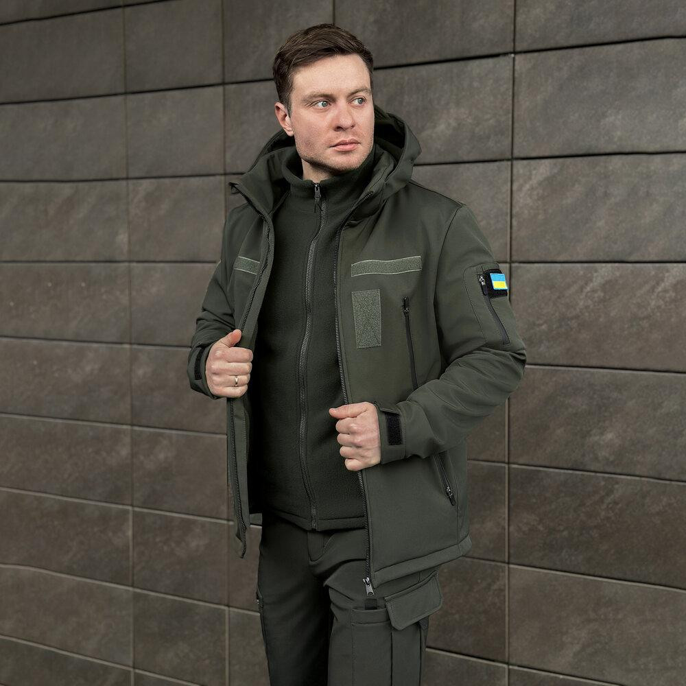 Мужская хаки куртка софтшелл демисезонная Pobedov Motive с липучками Киев - изображение 4