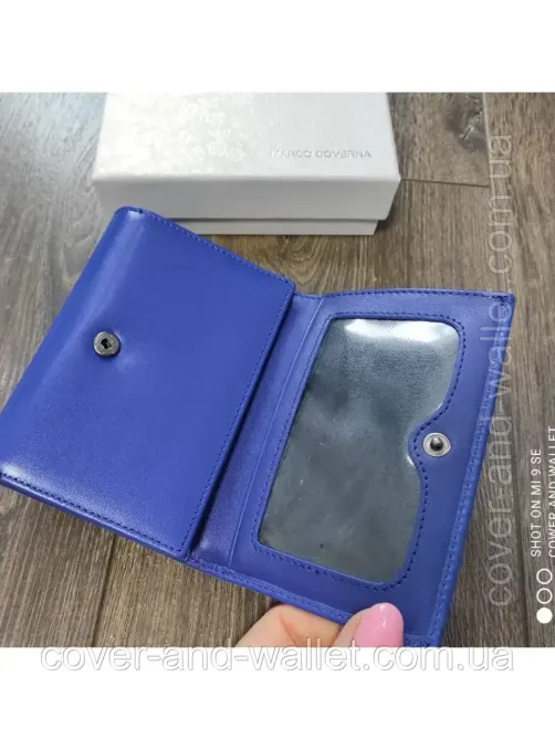 Невеликий шкіряний жіночий гаманець синього кольору на багато карток Marco Coverna MC 47009 Київ - фото 3