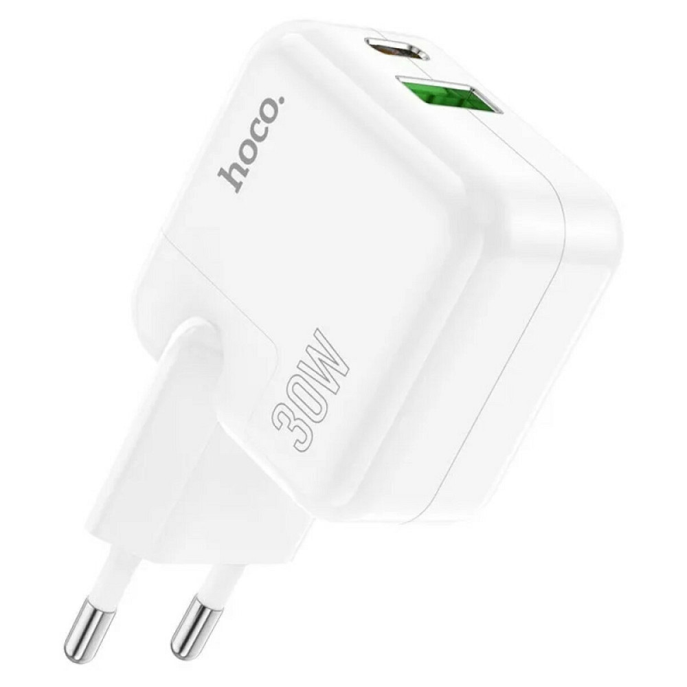 Мережевий зарядний пристрій HOCO C111A Lucky dual-port PD30W+QC3.0 charger White Киев - изображение 2