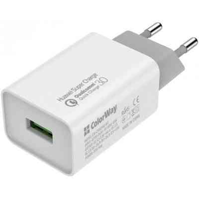 Зарядное устройство ColorWay 1USB Huawei Super Charge/Quick Charge 3.0, 4A (20W) (CW-CHS014Q-WT) Винница