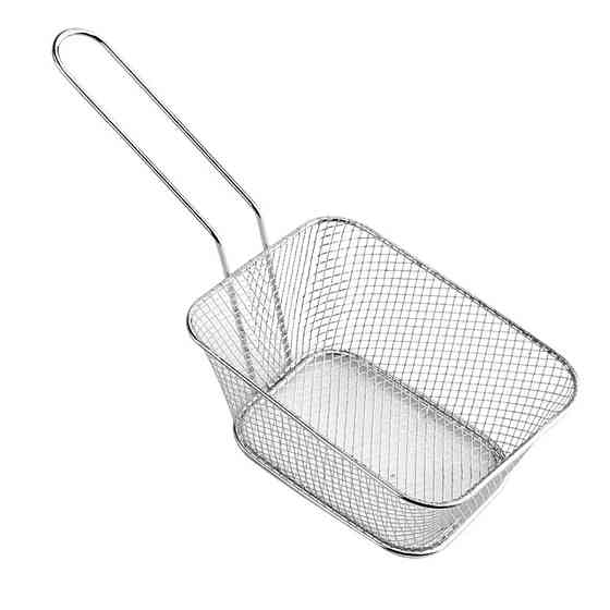 Корзина сервировочная для картофеля фри и снеков 14×10×6 см Серебристая HP-19-8 Киев