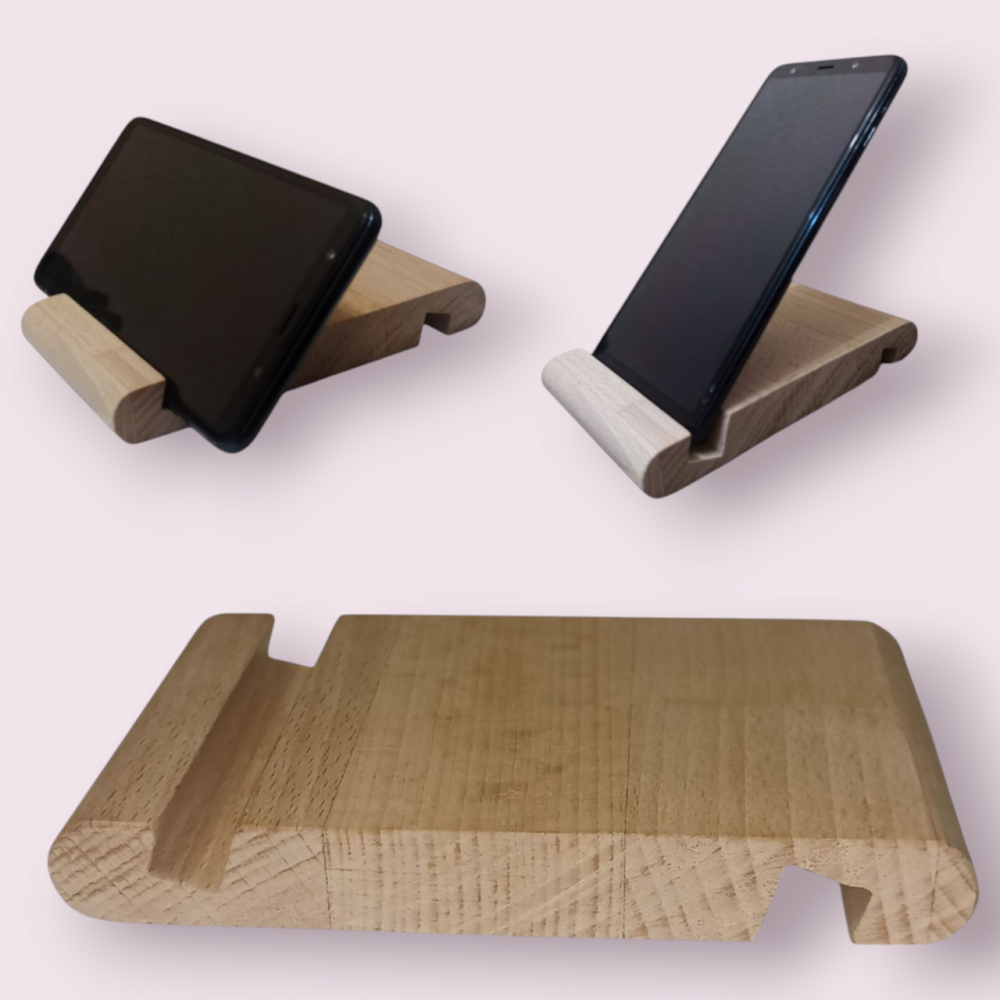 Деревяная настольная подставка из Бука для телефона планшета 135 мм на 83 мм Украина бежевий Киев - изображение 1