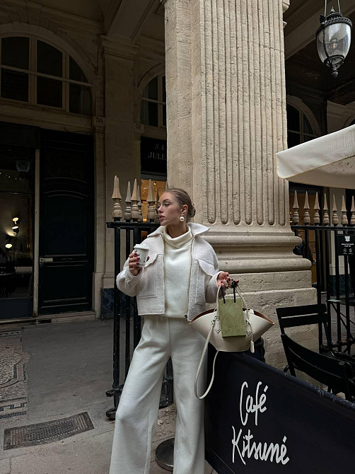 Жіночий базовий костюм-двійка: светр і штани турецьке в'язання Білий, 42/46 Одеса - фото 9