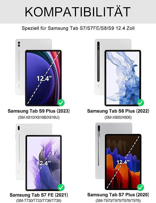 Противоударный чехол-книга IVEOPPE с клавиатурой Samsung Galaxy Tab S7 FE/S7+/S8+ 12.4