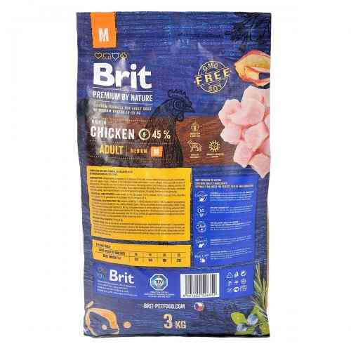 Корм сухой Brit Premium Dog Adult M для взрослых собак средних пород весом 10-25 кг с курицей 3 кг. Киев