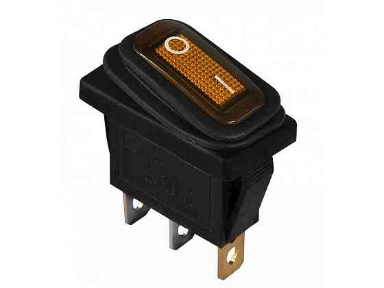 Перемикач 1 клав. вологозах. жовтий з підсвічуванням KCD3-101NW YL/B 220V ТМ АСКО Київ