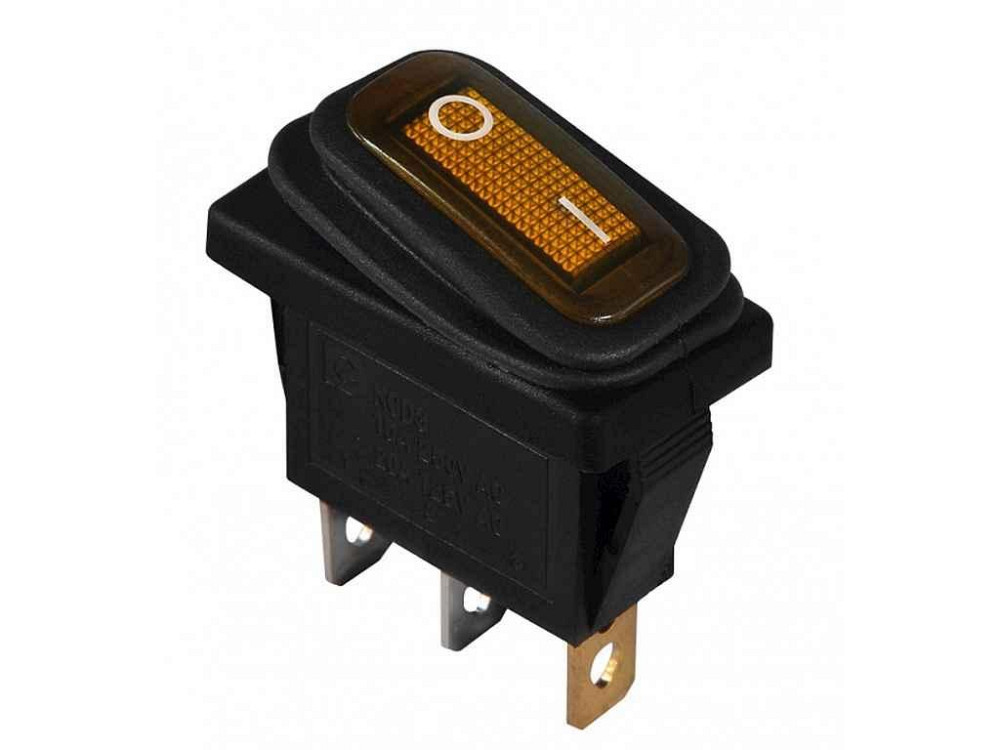 Перемикач 1 клав. вологозах. жовтий з підсвічуванням KCD3-101NW YL/B 220V ТМ АСКО Київ - фото 1
