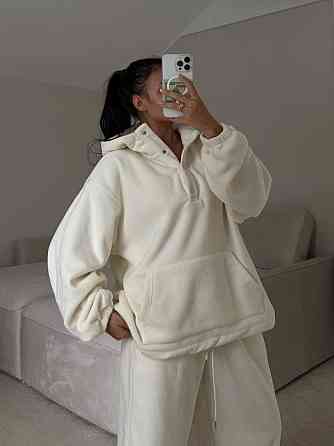 Жіночий теплий повсякденний костюм, подвійний фліс Молочний, 46 Одеса