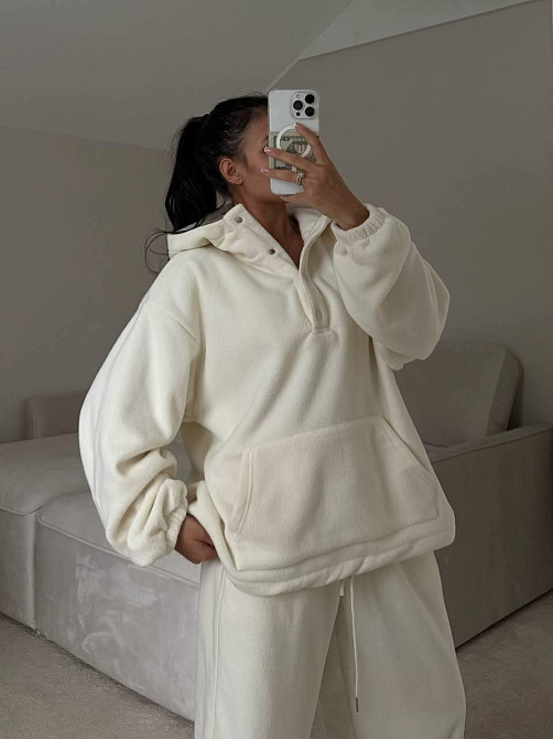 Женский теплый повседневный костюм двойка двойной флис Молочный, 46 Одесса - изображение 2