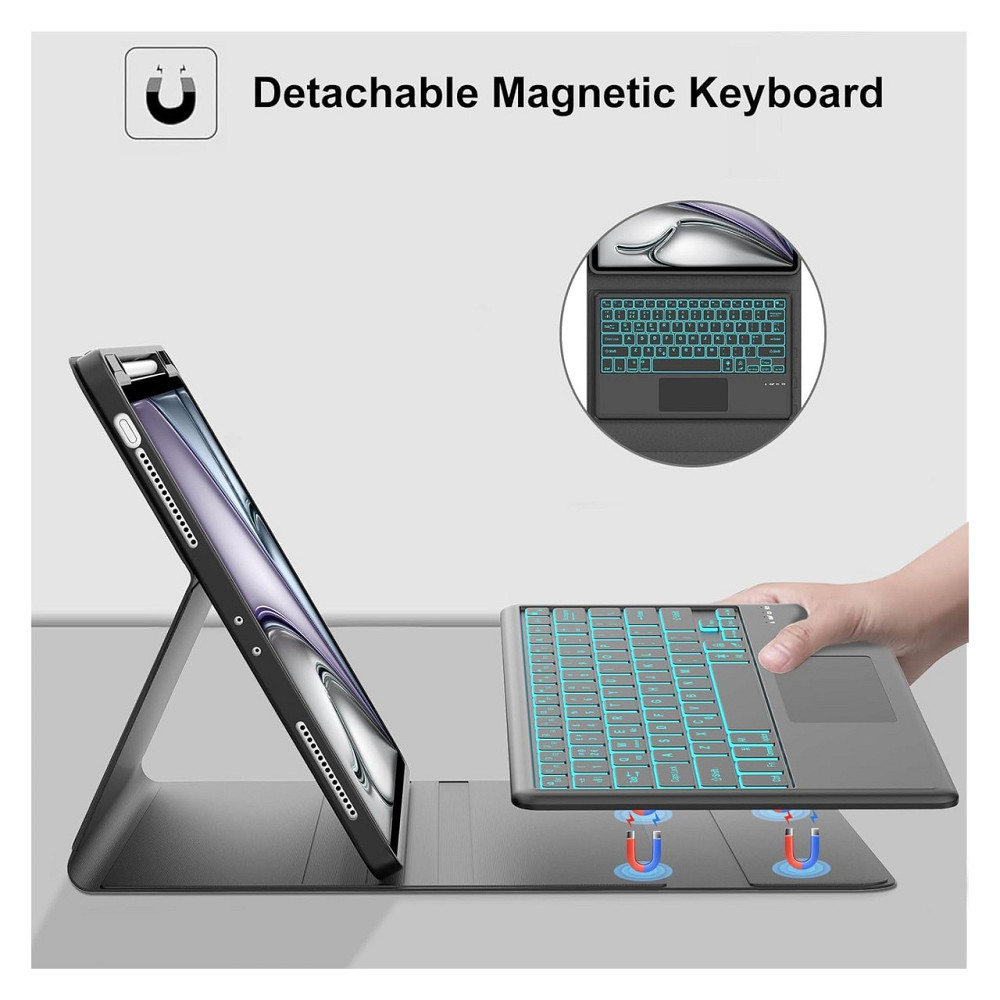 Чохол-клавіатура IVEOPPE для iPad Air 13 (M2/M3) чорний QWERTY трекпад підсвічування 7 кольорів Bluetooth знімна Київ - фото 8