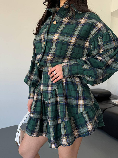 Жіночий стильний костюм двійка: сорочка і спідниця в клітинку тіар Одеса - фото 10