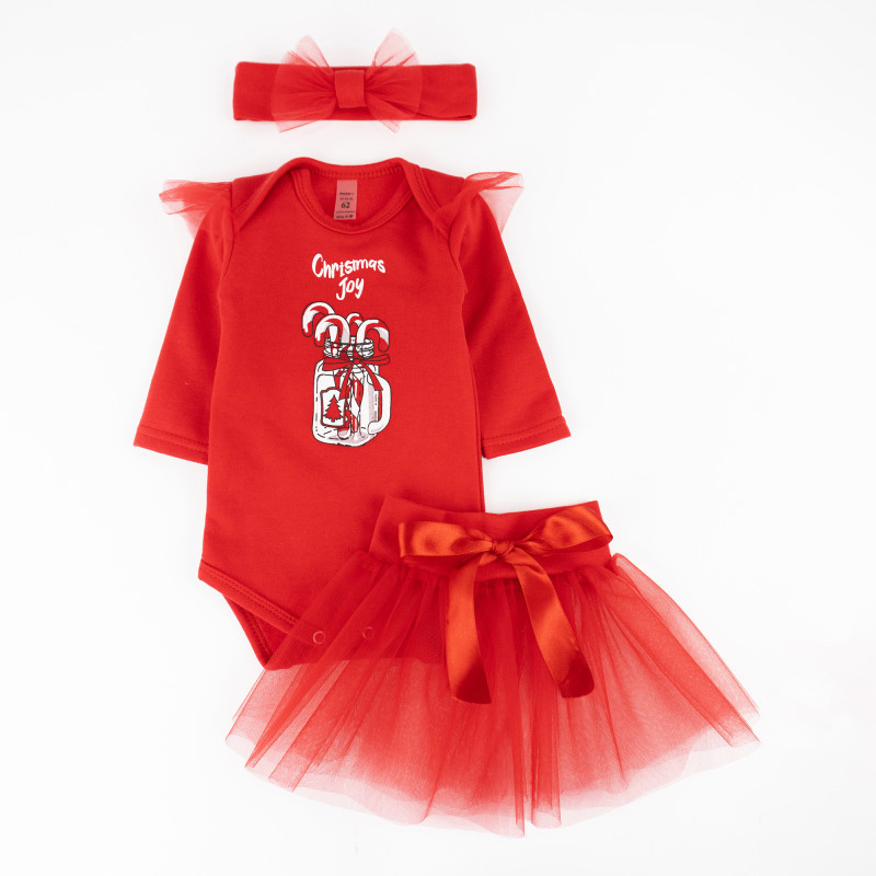 Модний новорічний комплект одягу для дівчинки Cristmas Joy зріст 86 см (12 - 18 місяців) Malena Червоний з принтом Кривий Ріг - фото 1