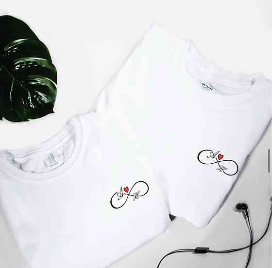 Парні футболки для хлопця та дівчини зі знаком нескінченності та Вашими ініціативами Чернівці