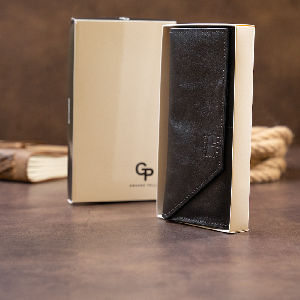 Горизонтальный клатч глянцевый на магните GRANDE PELLE 11316 Черный Киев - изображение 9