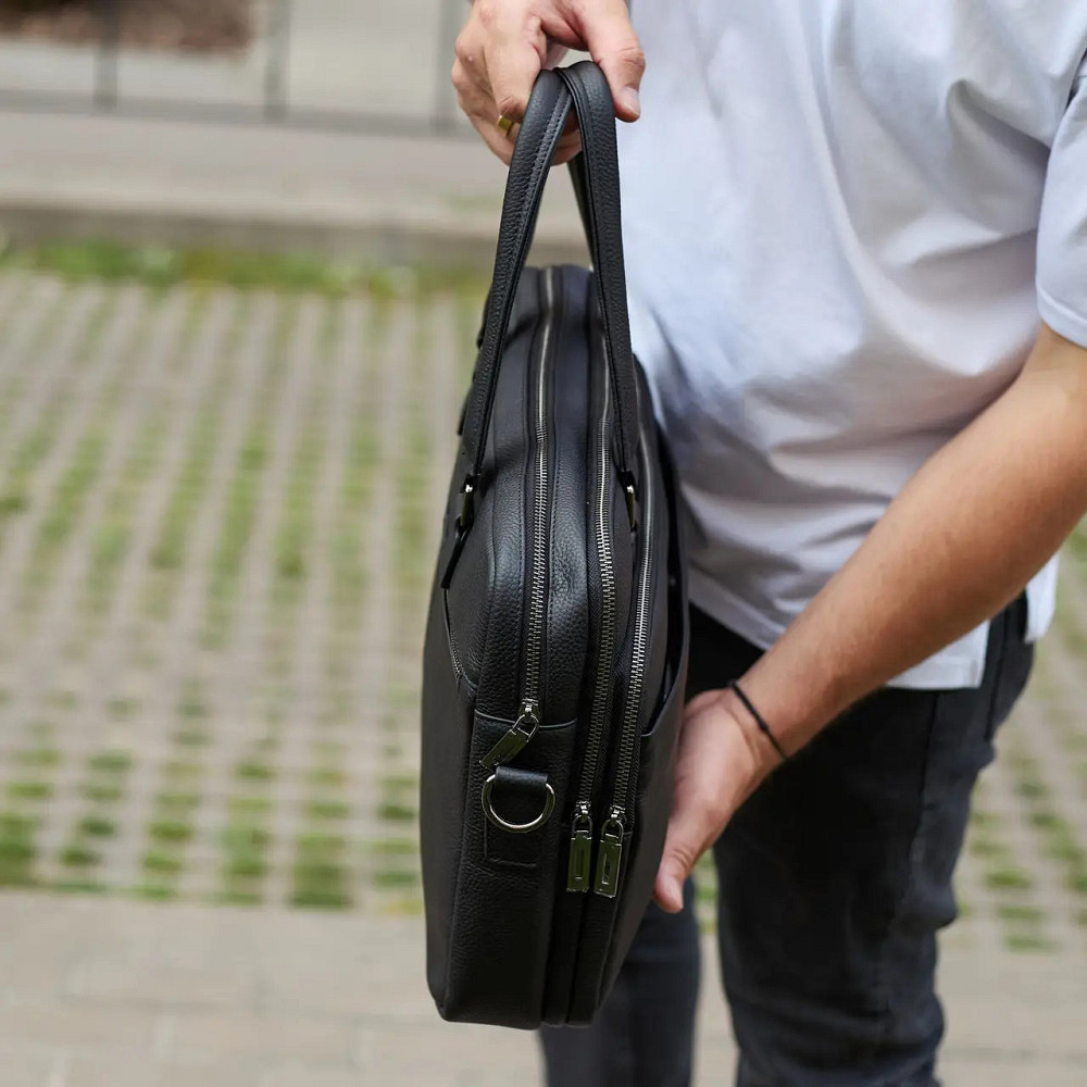 Деловая мужская кожаная сумка портфель для ноутбука и документов Горизонтальная кожаная мужская сумка портфель Киев - изображение 3