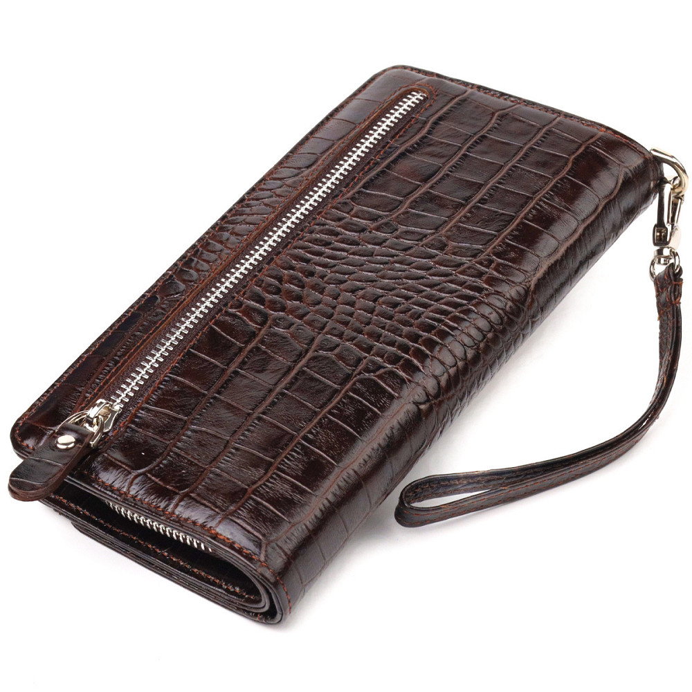 Функциональное портмоне клатч из натуральной кожи CANPELLINI 21536 Коричневое Киев - изображение 10