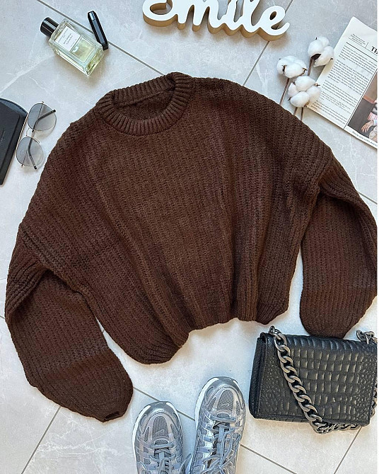 Женский повседневный свитер универсального кроя машинная вязка Шоколад Одесса - изображение 1