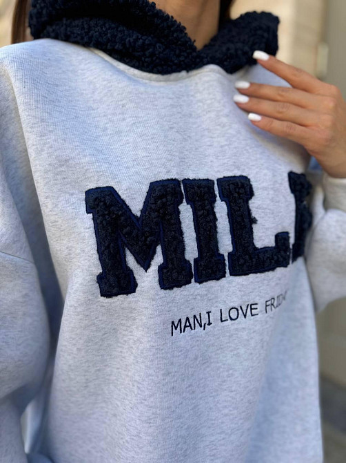 Женский стильный теплый свитшот тринитка на флисе (очень качественная)+трикотаж «Баранчик» Меланж, 42/44 Одесса - изображение 5