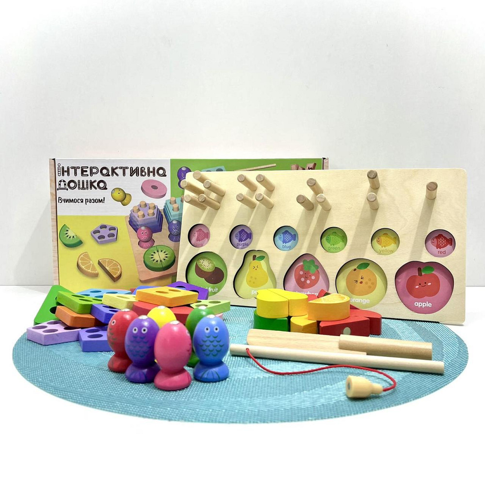 Дошка логічна WToys сортер геометричні фігури фрукти магнітна гра рибалка (68379) Чернігів - фото 10