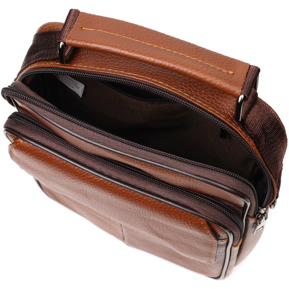 Удобный мужской мессенджер из натуральной кожи Vintage 21951 Светло-коричневый Киев - изображение 9