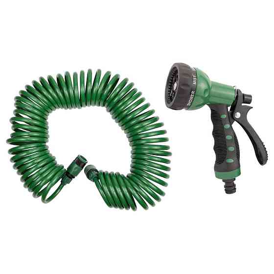 Набор поливочный: шланг спиральный 15м + пистолет-распылитель 7-ми режимный GRAD (5019075) Киев