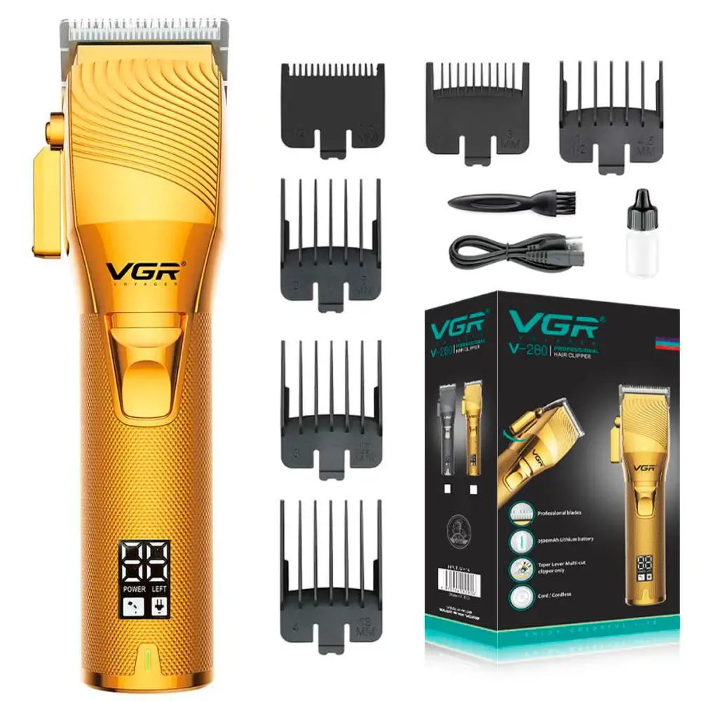 Профессиональная аккумуляторная машинка для стрижки волос VGR V-280 с дисплеем и насадками Коломыя - изображение 1