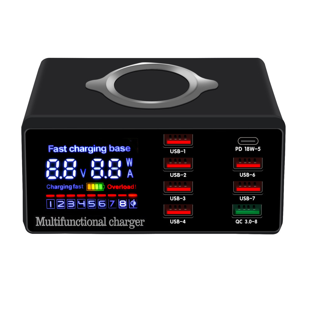 Зарядная станция сетевая 8x USB + беспроводная зарядка PD QC3.0 LED WLX-X9 Киев - изображение 6