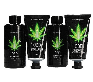Набір для ванни і душу CBD Luxe Gift set-GREEN TEA & HEMP OIL ( 4 предмета ) Sex Aura Київ - фото 1