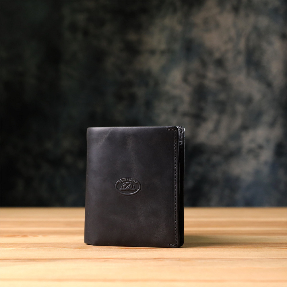 Чоловічий вертикальний гаманець з матової натуральної шкіри Tony Perotti 20832_1 (1165 nero) Чорний Київ - фото 9