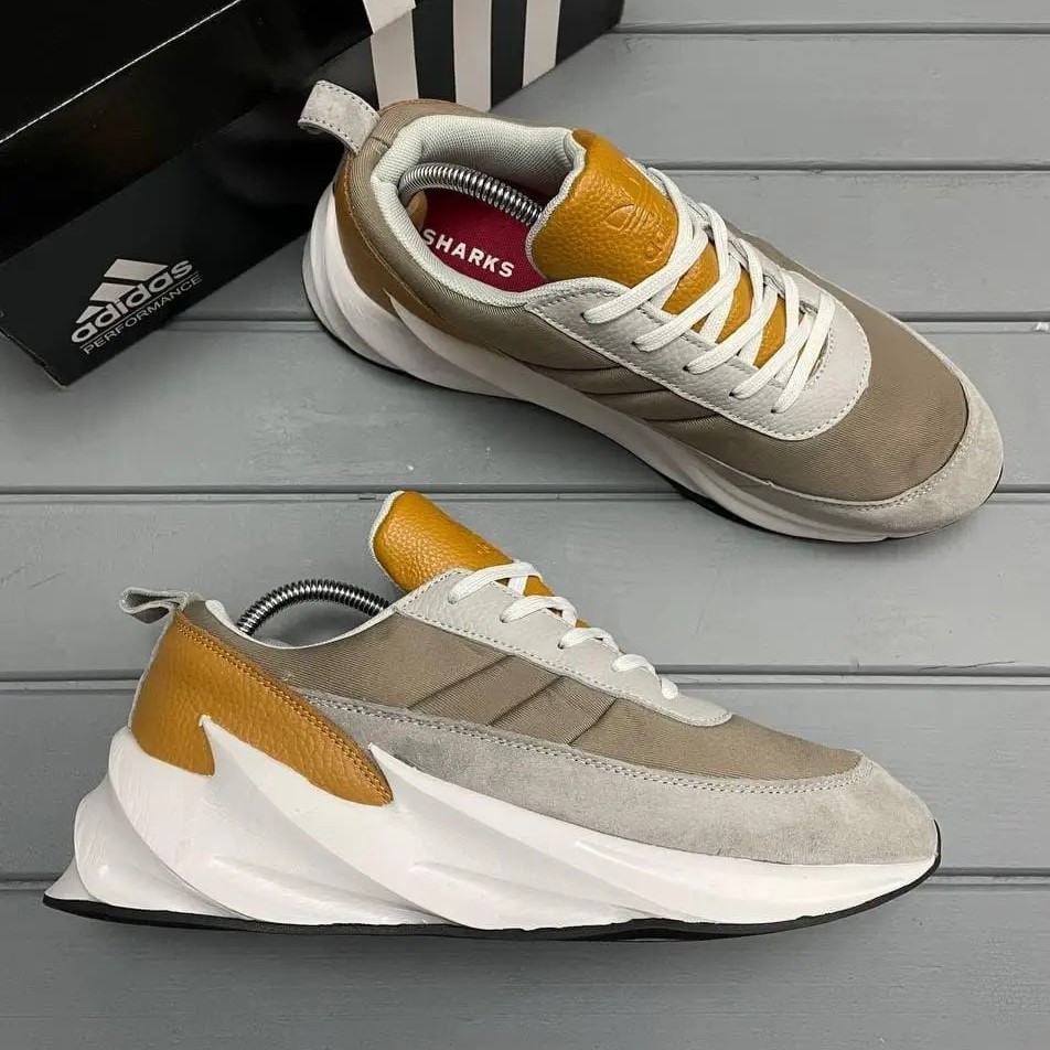 Термо Кросівки Adidas $harks Сірі Чоловічі Адідас Бежеві Акули Єврозима (розміри: 41,42,43,44,45) Відео Огляд Дніпро - фото 8