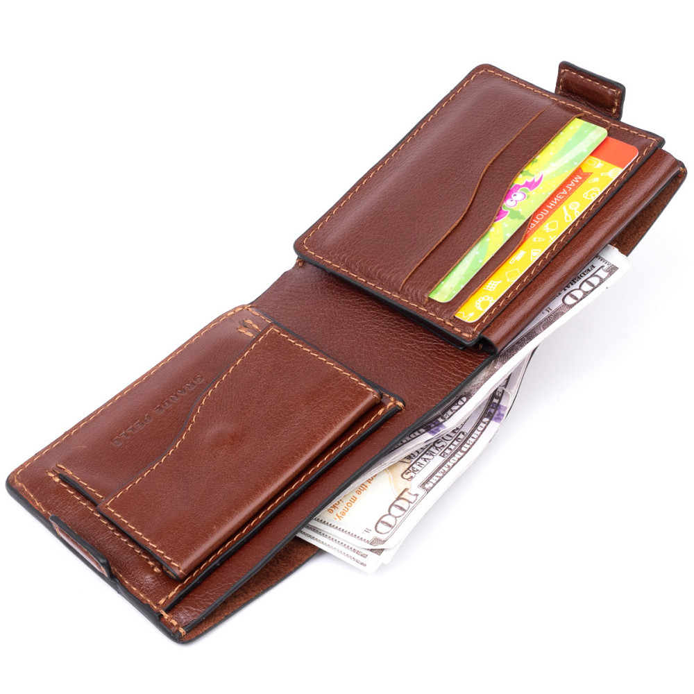 Портмоне горизонтальное Amico на магните на два отделения GRANDE PELLE 11322 Коньячное Киев - изображение 8