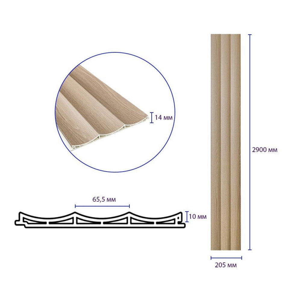 Рейка декоративна WPC стінова 205х14х2900мм SW-00003019 Київ - фото 3