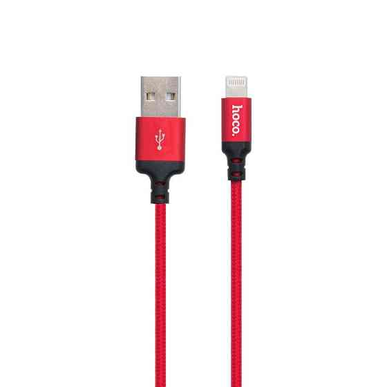Кабель HOCO X14 USB to iP 2A, 2m, nylon, aluminum connectors Black-red Киев