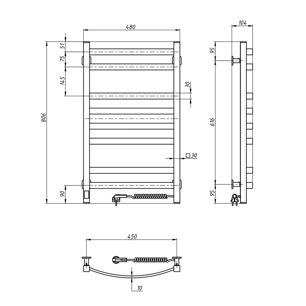 Рушникосушка електрична Navin Avalon 480х800 Sensor біла, права Київ - фото 9