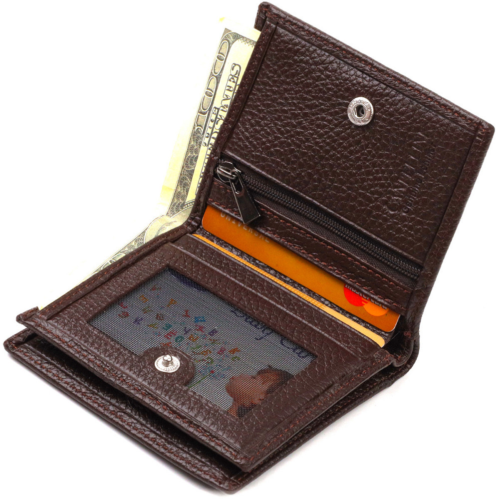 Компактное портмоне для мужчин из натуральной зернистой кожи Коричневое (CANPELLINI) Киев - изображение 10