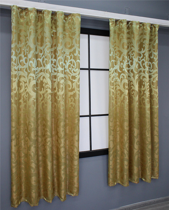 Комплект коротких штор VR-Textil жакард Вензель № 091ш 130х170 см 2 шт Золотистий (35-0050) Київ - фото 3
