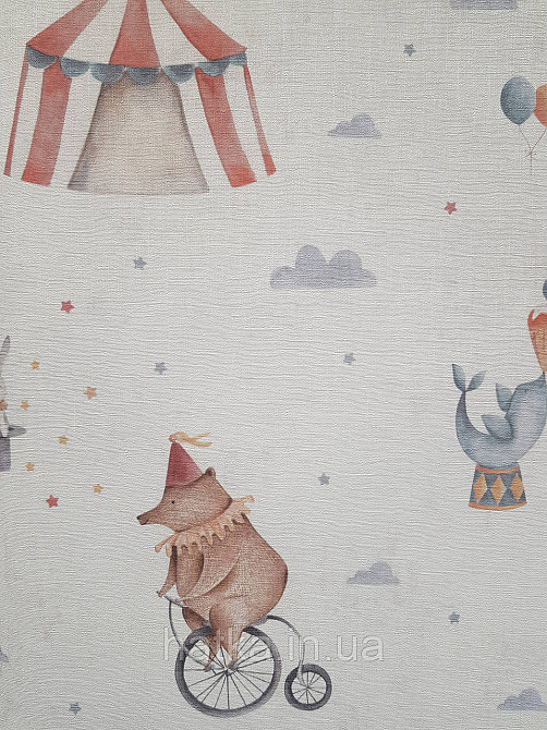 Обои винил на флизелине AS Creation Mia and Paul 0.53х10 детские цирк слоник медведь на бежевом Киев - изображение 2