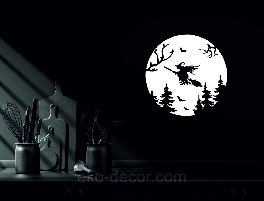 Декоративное настенное Панно «Ведьма на луне», Декор на стену 50*50 см, Белый Киев - изображение 4