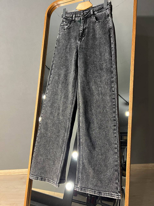 Джинси жіночі Dragon 8101 palazzo jeans палаццо рівні від стегна стрейчеві темно сірі, темно-сірий, 31, 31, 86 см, 115 см Київ - фото 5