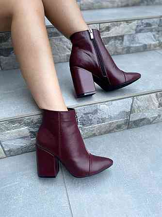 Жіночі черевики демісезонні кольору марсала з натуральної шкіри весна-осінь каблук 9 см. 36р. 3 Коломия