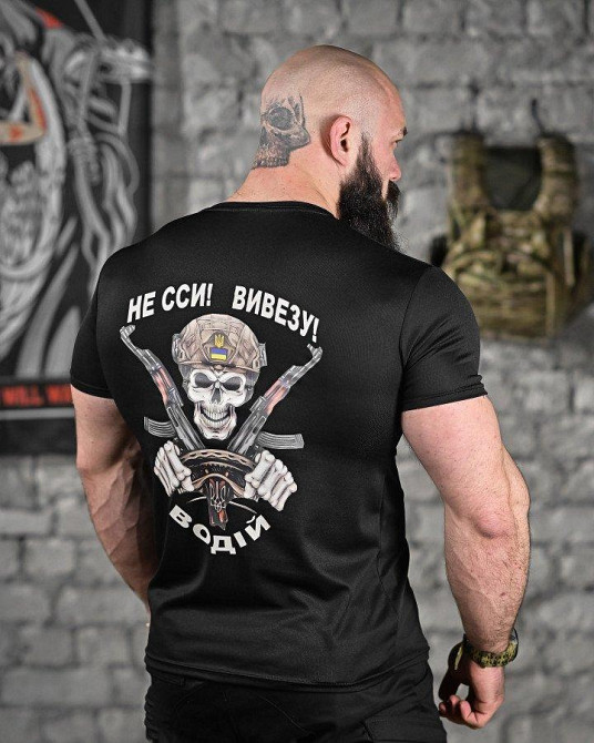 Тактическая потоотводящая футболка водитель черная ДЛ6481 Одесса - изображение 4