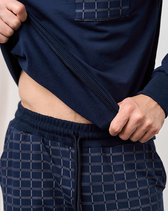 Мужской теплый домашний костюм со штанами в клетку - Байка Tom John 93378 XL Киев - изображение 6