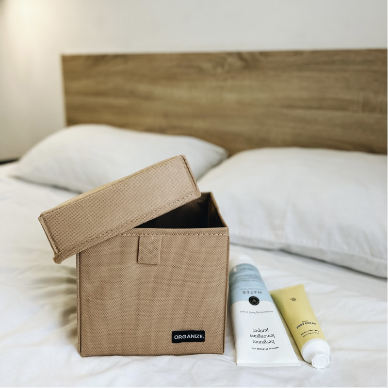 Органайзер коробка для дрібниць XS з кришкою 17х17х16 см (Бежевий) Суми - фото 6