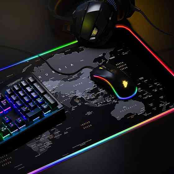 Великий геймерський RGB килимок (ігрова поверхня) з підсвічуванням для миші 800 x 300 x 3 мм Бровари