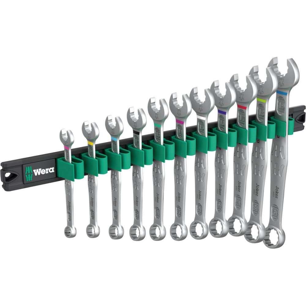 Набір ключів комбінованих Wera 8-19мм 11шт., на магнітному тримачі, 9640 Magnetic rail 6003 Joker 05020233001 Одеса - фото 1